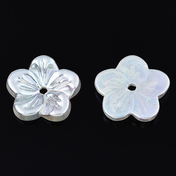 Perles d'imitation en plastique abs galvanisées, fleur