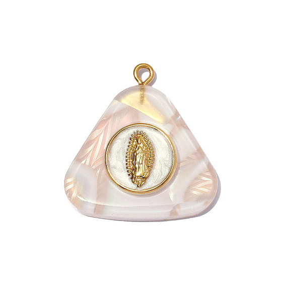 304 подвески из нержавеющей стали смолы, треугольный шарм, с эмалью, ионное покрытие (ip), долговечный, реальный 18 k позолоченный