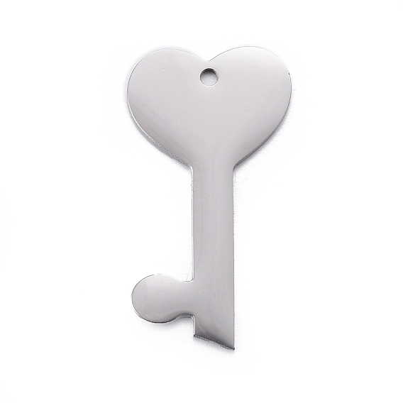 304 Stainless Steel Pendants, Stamping Blank Tag, Heart Key