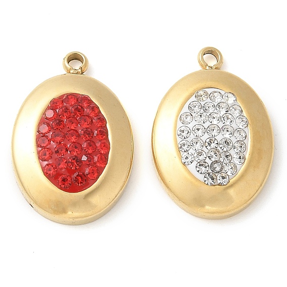 Полимерная глина стразами подвески, с 304 фурнитурой из нержавеющей стали, ручная полировка, овальный шарм, ионное покрытие (ip)