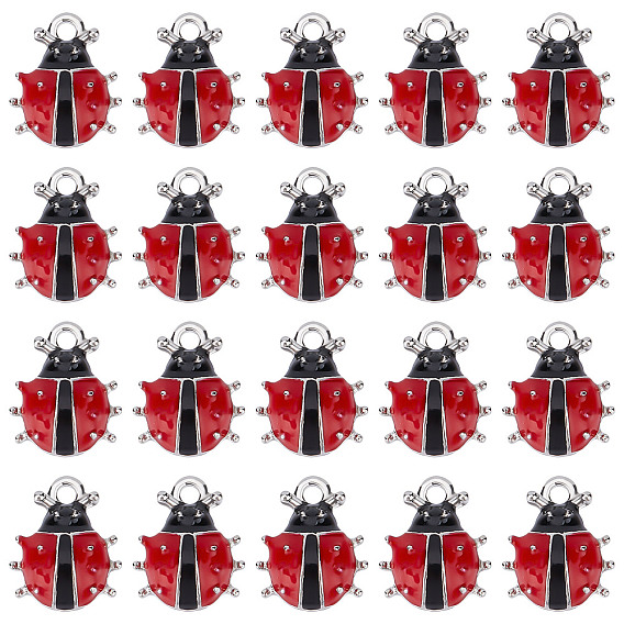 30 шт. эмалевые подвески в виде божьей коровки из платинового сплава