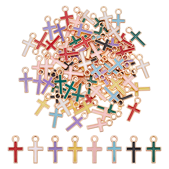 120 шт 8 цвета сплава эмалевые подвески, крест очарование, золотые