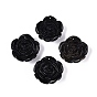 Colgantes tallados en obsidiana natural, encantos de flores rosas