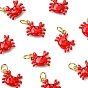 Laiton émail pendentifs, charmes de crabe, sans cadmium et sans plomb, crémaillère plaquage, plaqué longue durée, avec anneau de saut
