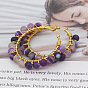 Boho Chic 6mm Purple Agate Natural Stone Geometric Statement Earrings for Women