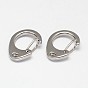 Oval 304 Stainless Steel Keychain Clasp Findings, Snap Clasps, 24.5x18.5x8mm, Hole: 3x2mm
