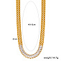 304 Stainless Steel Pave Rectangle Clear Cubic Zirconia Mesh Chain Necklaces for Women