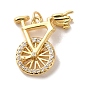 Brass Cubic Zirconia Pendants, with Jump Ring, Bicycle
