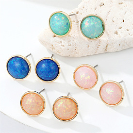Bohemian Vintage Resin Earrings & Geometric Studs with Turquoise Stone for Women
