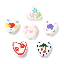 Фарфоровые эмалевые бусины ручной работы, пастельный фарфор, формы сердца