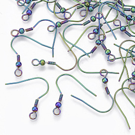 Crochets de boucle d'oreille en acier inoxydable 201, fil d'oreille, avec boucle horizontale