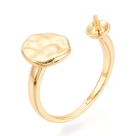 Плоские круглые латунные колышки для колец, регулируемые настройки колец для полупросверленных бусин, без кадмия, без никеля и без свинца