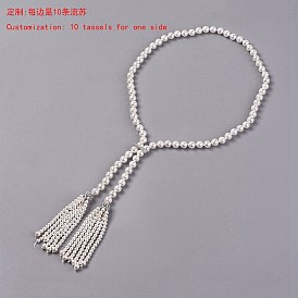 Collares tipo lazo con borlas de perlas y conchas, con micro perlas de latón allanar circonio cúbico