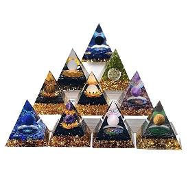 Gemstone Orgone Stone Pyramid, Porstive Energy Generator, Healing Stone Pyramid for Resist Stress, Bring Good Luck and Wealth