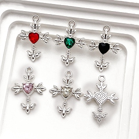 Alloy Pendants, with Resin Rhinestone, Cross