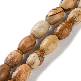 Natural Picture Jasper Beads Strands, Rice