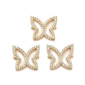 Подвески-бабочки из латуни с микропаве из прозрачного кубического циркония, ионное покрытие (ip)