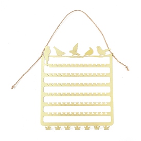 Rectangle with Bird Iron Wall Mounted Jewelry Display Rack, For Hanging Necklaces Earrings Bracelets
