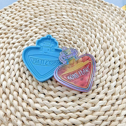 Heart Perfume Bottle with Word BOYS TEARS Pendant Silicone Molds, Resin Casting Molds, for UV Resin & Epoxy Resin Jewelry Making