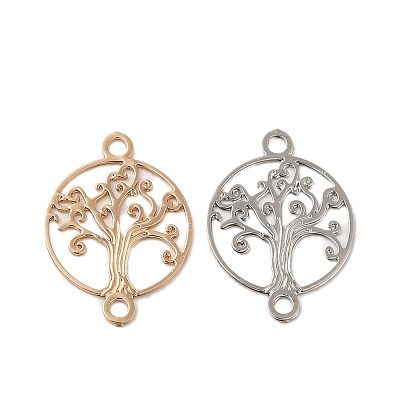 Rack Plating Brass Connector Charms, Etched Metal Embellishments, Long-Lasting Plated, Tree of Life Links