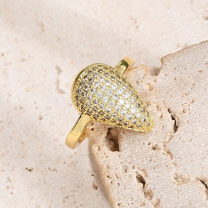 Кольца-манжеты для женщин с покрытием из латуни с микропаве из прозрачного кубического циркония, долговечный, слеза