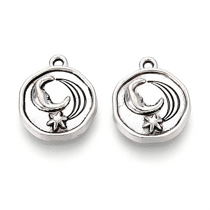 Подвески из сплава в тибетском стиле, плоский круглый и лунный