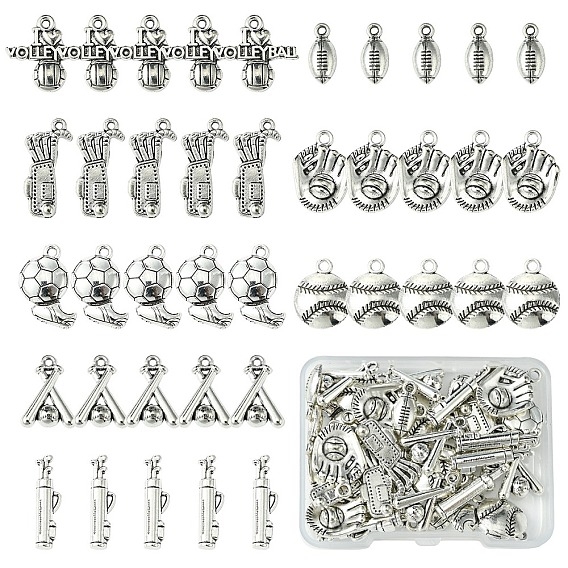 40 шт 8 стили подвески из сплава в тибетском стиле, спортивная тема
