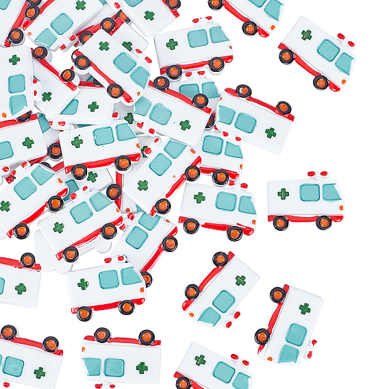 40Pcs Resin Cabochons, Ambulance