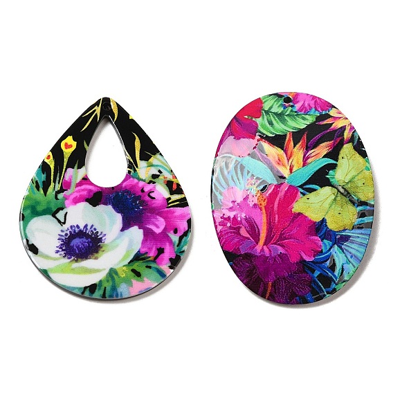 3 d кулоны акриловые печатные, для изготовления ожерелья из сережек своими руками, овал / слеза