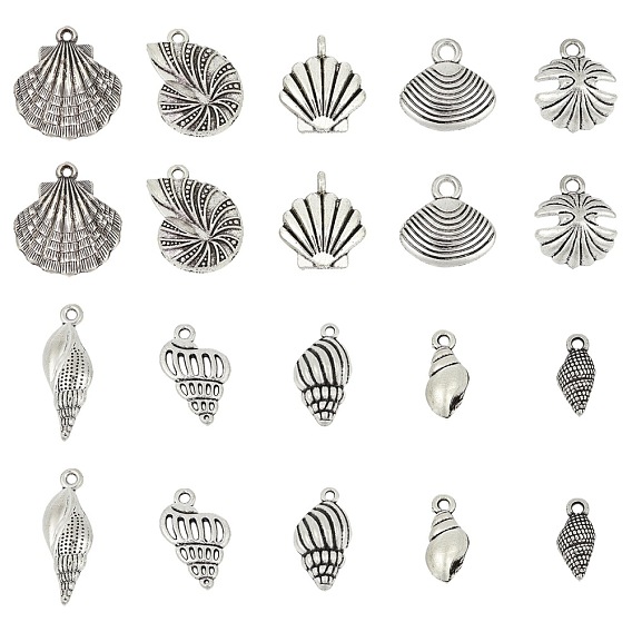 Tibetan Style Alloy Pendants, Shell Shape