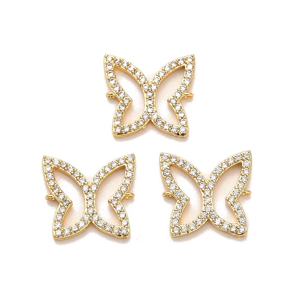 Подвески-бабочки из латуни с микропаве из прозрачного кубического циркония, ионное покрытие (ip)