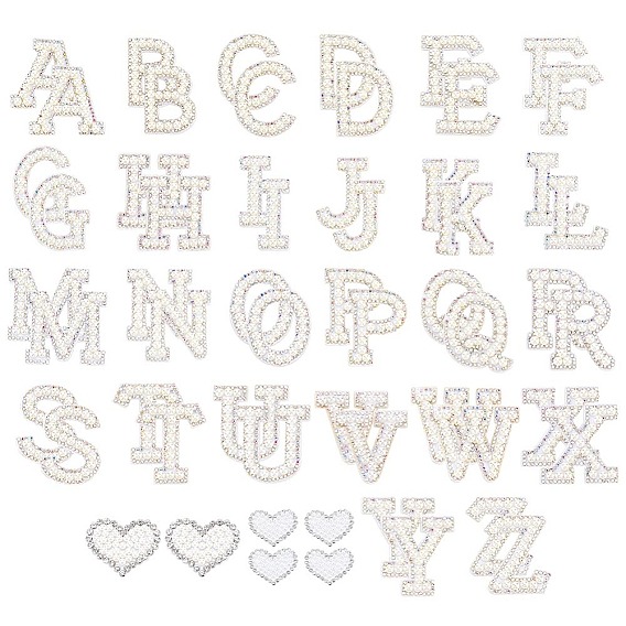 58шт. страз, АБС-пластик, жемчужные украшения, аксессуары, термоклей на спине, аксессуары для костюма, письмо и сердце