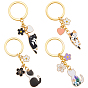 4шт брелок из сплава эмали, форма кошки, литыми кольцами