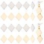 120Pcs 2 Colors 201 Stainless Steel Pendants, Stamping Blank Tag, Rhombus Charm