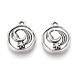 Подвески из сплава в тибетском стиле, плоский круглый и лунный
