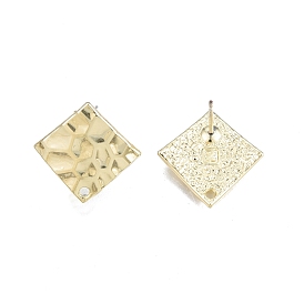 Alloy Stud Earring Findings, with Hole and 304 Stainless Steel Pins, Rhombus, Cadmium Free & Nickel Free & Lead Free