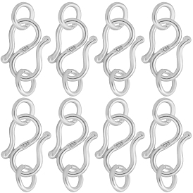 8 шт. 925 застежки в форме буквы S из стерлингового серебра, S-крючок застежки, с двойными прыжковыми кольцами