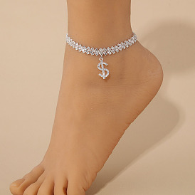 Знак доллара сплава полный кристалл горный хрусталь браслеты на ногу для женщин