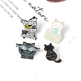 Милый и забавный набор значков с изображением кота и рыбьими глазами - модная брошь в виде животного