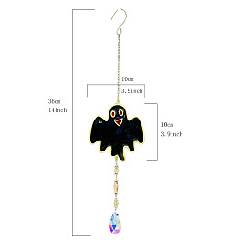 Halloween Ghost Alloy & Iron & Eanmel Wind Chime, for Garden Outdoor Hanging Decoration