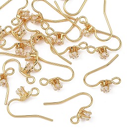 SHEGRACE Brass Pave Cubic Zirconia Earring Findings, Ear Wire