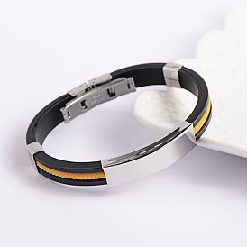 PU la mode des bracelets de cuir cordon, avec 304 inoxydable charmes curseur en acier et fermoirs de bracelet, 68x54mm