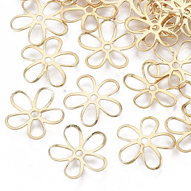 Brass Bead Caps, Nickel Free, 5-Petal, Flower