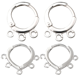 20шт 2 стиль латунные серьги-кольца Huggie Hoop фурнитура, с горизонтальными петлями