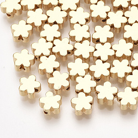 Perles en laiton, fleur, réel 18 k plaqué or