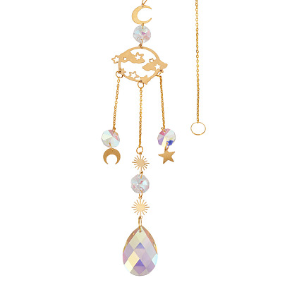 1 Декоративный подвесной элемент в виде ловца солнца из граненого стекла, с латунной и железной фурнитурой, для дома, садовый декор, планета