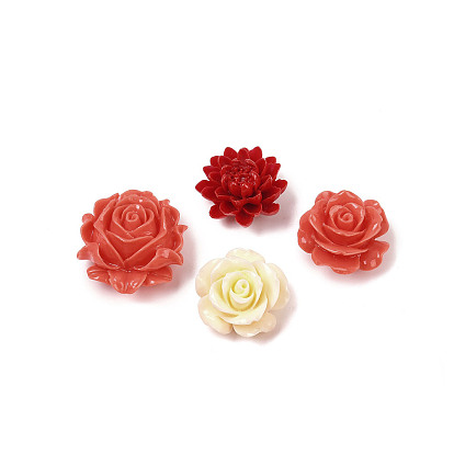 Резные бусины из окрашенного синтетического коралла, цветок