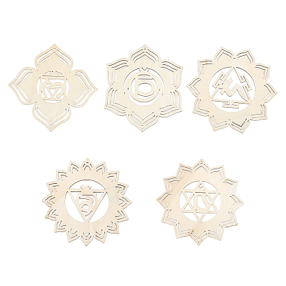 1 набор незаконченных богемных медитаций, символ энергии, деревянные подвесные наборы для украшения, чакра йога настенное искусство висячий орнамент, с веревкой