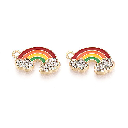 Подвески из эмалевого сплава легкого золота, радужное очарование, со стразами, без свинца, без никеля и без кадмия, стойки покрытие