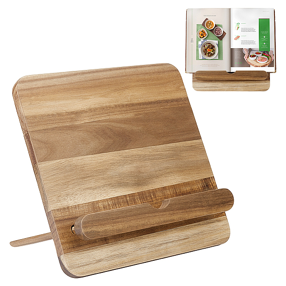 1 Set Wooden Slant Back Cookbook Holder, Rectangle
